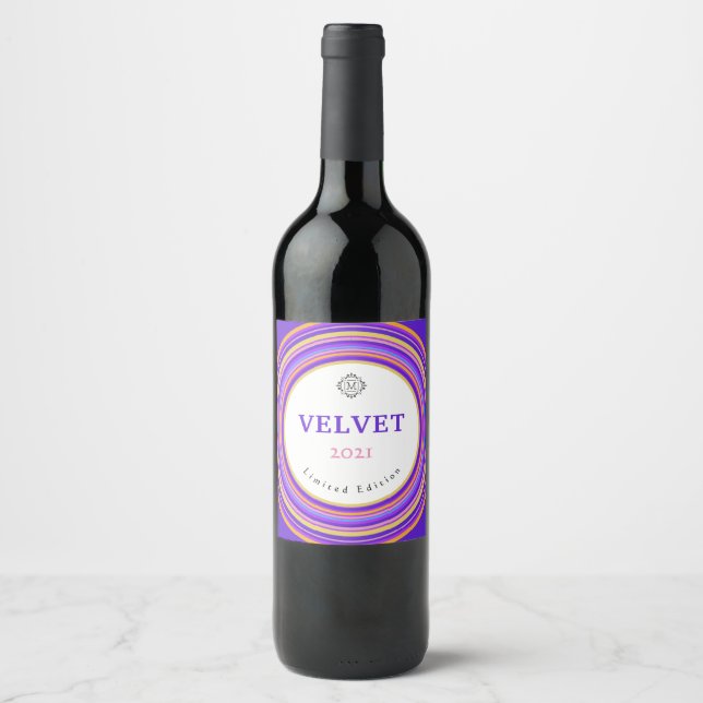 Étiquette Pour Bouteilles De Vin Velours, Cercles vibrants (Devant)