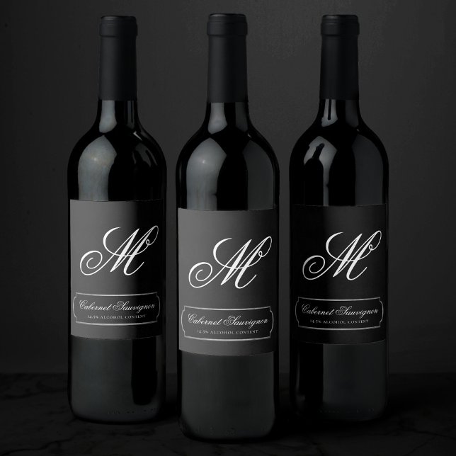 Étiquette Pour Bouteilles De Vin Velvet Onyx Grunge | Script personnalisé noir Vamp (Créateur téléchargé)