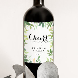 Étiquette Pour Bouteilles De Vin Verdure Botanique Foliage Cheers Mariage