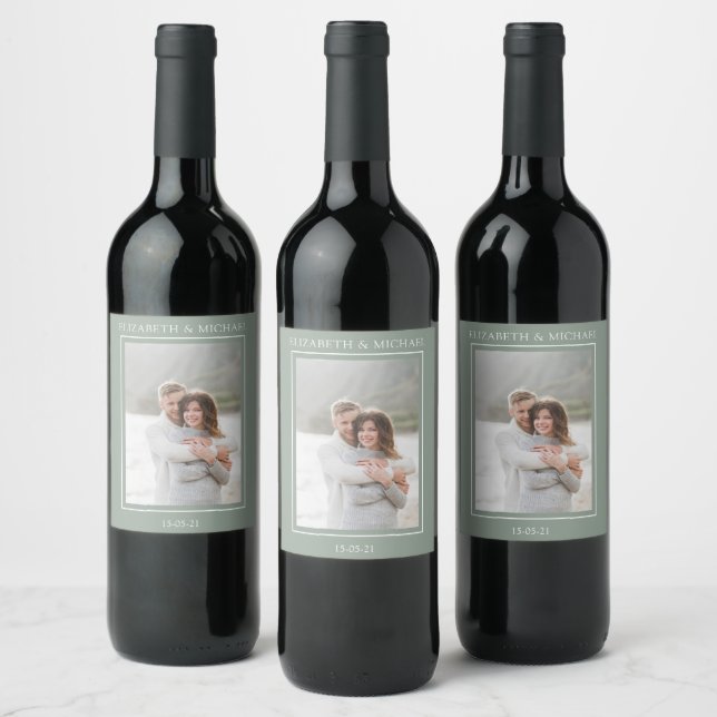 Étiquette Pour Bouteilles De Vin Verdure botanique Mariage d'aquarelle fleurie (Bouteilles)
