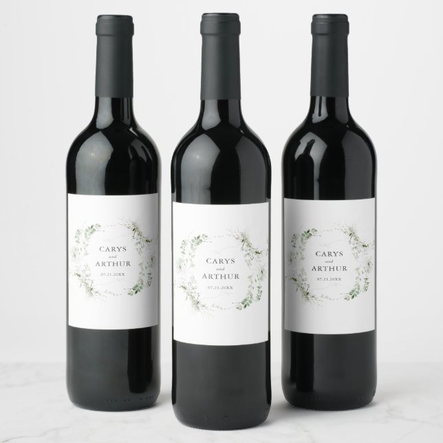 Étiquette Pour Bouteilles De Vin Verdure couronne Mariage moderne (Bouteilles)