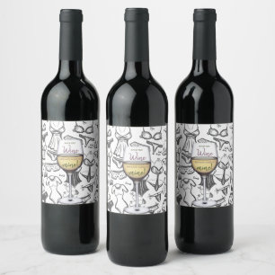 Étiquette Pour Bouteilles De Vin Verre à vin pour douche de lingerie de mariée