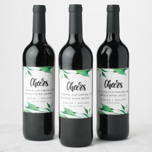 Étiquette Pour Bouteilles De Vin Vert aquarelle moderne Personnalisé