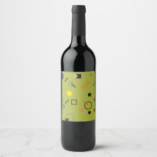 Étiquette Pour Bouteilles De Vin Vert, moderne, cool, tendance, urbain, Memphis mot