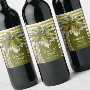 Étiquette Pour Bouteilles De Vin Vibes d'été Palm Tree