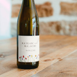 Étiquette Pour Bouteilles De Vin Vibrant Fleur sauvage coloré moderne Mariage moder