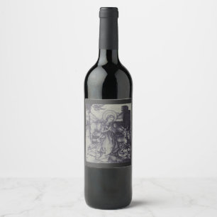 Étiquette Pour Bouteilles De Vin Vieille crèche og Jésus Christ