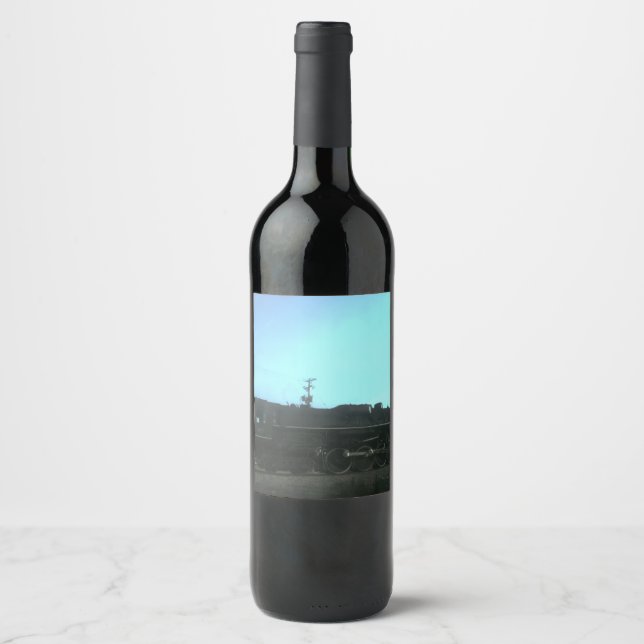 Étiquette Pour Bouteilles De Vin Vieux train à vapeur (Devant)
