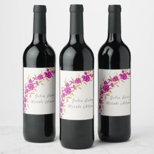 Étiquette Pour Bouteilles De Vin Vigne à trompette sauvage violette Jardin de fleur