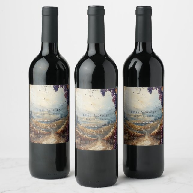 Étiquette Pour Bouteilles De Vin Vignoble italien Paysage rustique (Bouteilles)