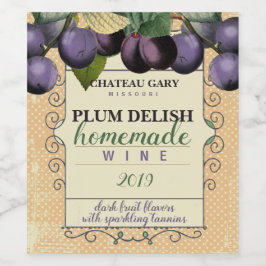 Étiquette Pour Bouteilles De Vin Vignoble maison PLUM faux vin personnalisé