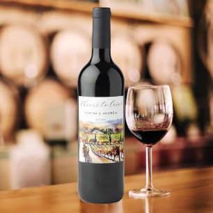 Étiquette Pour Bouteilles De Vin Vignoble Napa Valley aquarelle mariage acclamation