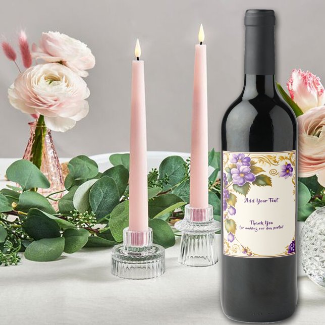 Étiquette Pour Bouteilles De Vin Vignoble Vignoble Mariage de raisins violets Fleur (Créateur téléchargé)