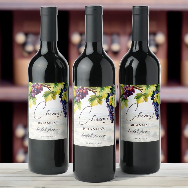 Étiquette Pour Bouteilles De Vin Vignoble vin été nuptiale douche imprimé (Vineyard winery summer bridal shower printed wine label personalized wine labels bridal shower favor)