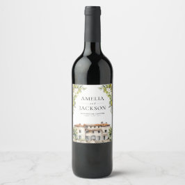 Étiquette Pour Bouteilles De Vin Villas italiennes citrons et olives