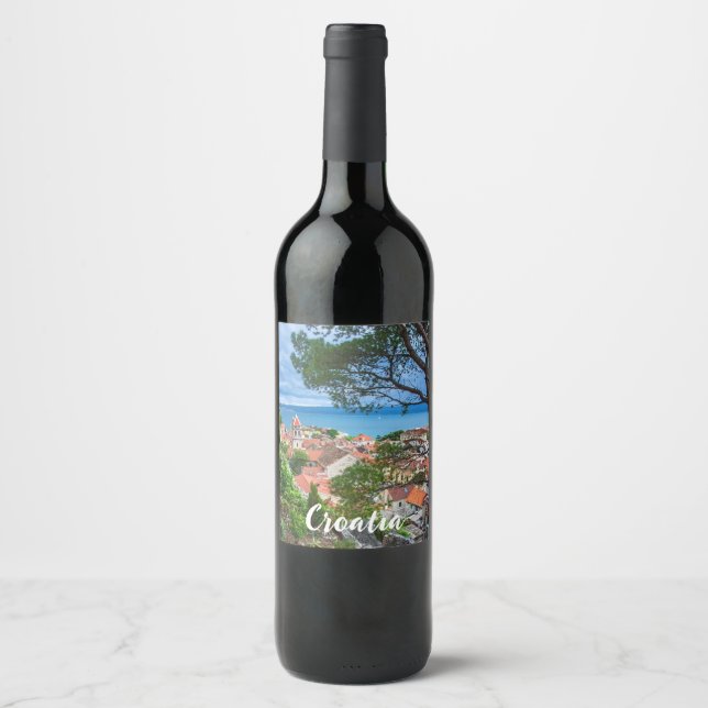 Étiquette Pour Bouteilles De Vin Ville croate d'Omis (Devant)