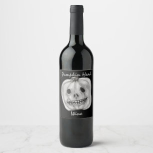 Étiquette Pour Bouteilles De Vin Vin à tête citrouille Halloween
