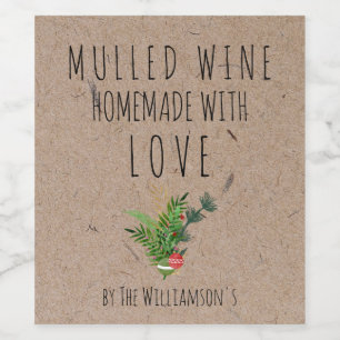 Étiquette Pour Bouteilles De Vin Vin Chaud Fait avec Amour Étiquette en Papier Kra