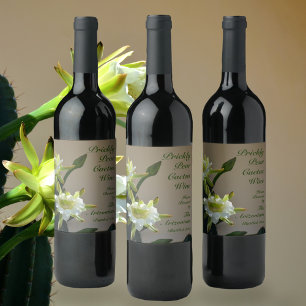 Étiquette Pour Bouteilles De Vin Vin de Cactus Figuier de Barbarie Floral