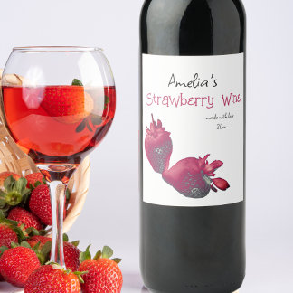 Étiquette Pour Bouteilles De Vin Vin de fraise maison personnalisé