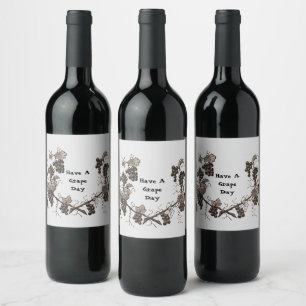 Étiquette Pour Bouteilles De Vin Vin de raisin vintage Avoir une bonne journée Humo