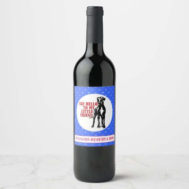 Étiquette Pour Bouteilles De Vin Vin Drôle Grand Dane (Devant)