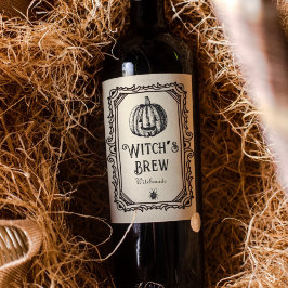 Étiquette Pour Bouteilles De Vin Vin Éffrayant amusant pour la brasse de la sorcièr