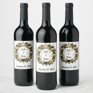 Étiquette Pour Bouteilles De Vin Vin Favoriser Fleurs Personnalisées Timbre