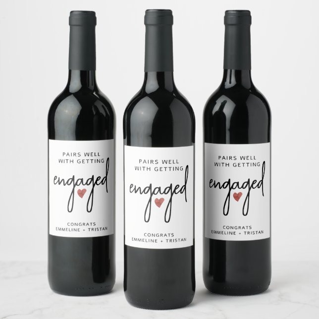 Étiquette Pour Bouteilles De Vin Vin fiançailles Étiquette Fiançailles Cadeau (Bouteilles)