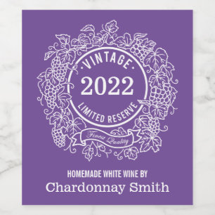 Étiquette Pour Bouteilles De Vin Vin maison Grapevine Vintage personnalisée
