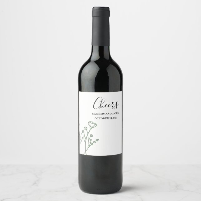 Étiquette Pour Bouteilles De Vin Vin mariage Étiquette Sage (Devant)
