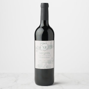 Étiquette Pour Bouteilles De Vin Vin mariage Monogramme de l'eucalyptus de la tai