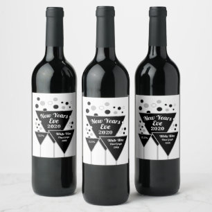 Étiquette Pour Bouteilles De Vin Vin mousseux en argent, réveillon du Nouvel An