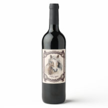 Vin rouge personnalisé avec cheval sur Étiquette