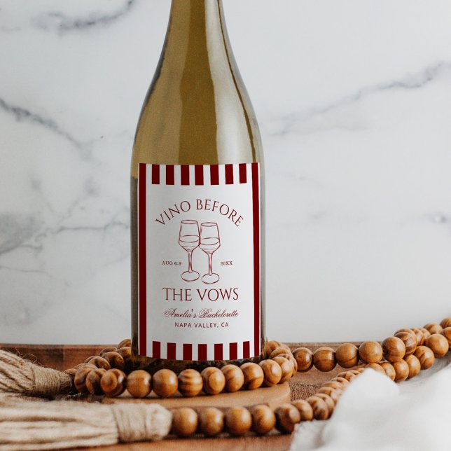 Étiquette Pour Bouteilles De Vin Vino avant le week-end de bachelorette Vows (Créateur téléchargé)