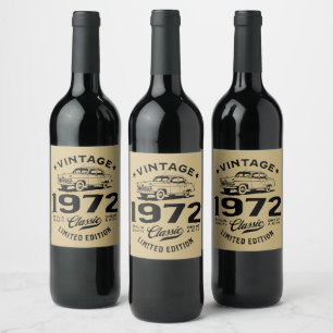 Étiquette Pour Bouteilles De Vin Vintage 1972 Classique Cadeaux de 50 ans 50e B-Day