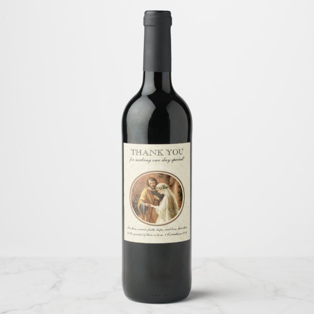 Étiquette Pour Bouteilles De Vin Vintage catholique élégant mariage en dentelle (Devant)