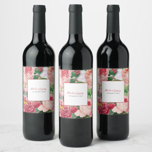 Étiquette Pour Bouteilles De Vin Vintage Floral & Botanique Rose Roses Mariage