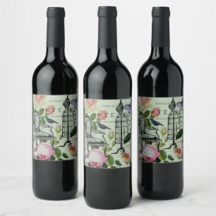 Étiquette Pour Bouteilles De Vin Vintage Mint French Pink Rose Paris Party