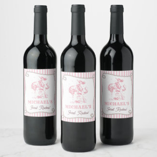 Étiquette Pour Bouteilles De Vin Vintage Pink Cowgirl 1st Birthday Party