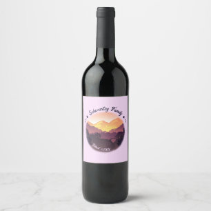 Étiquette Pour Bouteilles De Vin Vintage Purple Jaune Farmhouse Mountain Sunset