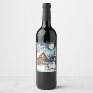 Étiquette Pour Bouteilles De Vin Vintage/Russe/Snowman/Noël