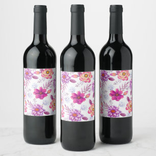 Étiquette Pour Bouteilles De Vin Violet rose