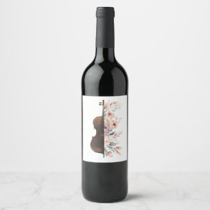 Étiquette Pour Bouteilles De Vin Violon aux fleurs.