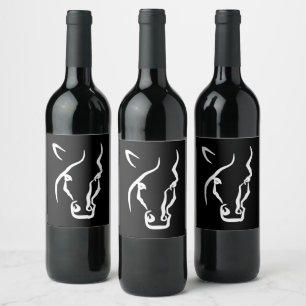 Étiquette Pour Bouteilles De Vin Visage de cheval blanc
