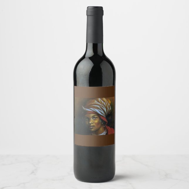 ÉTIQUETTE POUR BOUTEILLES DE VIN VODOU MAMBO GODDESS CECILE FATIMA (Devant)