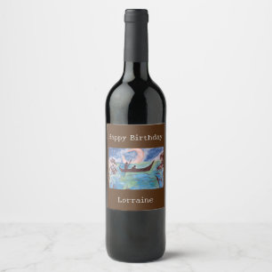 Étiquette Pour Bouteilles De Vin Voile Par Lune Anniversaire Vin Étiquette