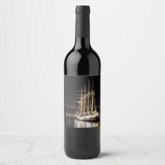 Étiquette Pour Bouteilles De Vin Voilier à la jetée