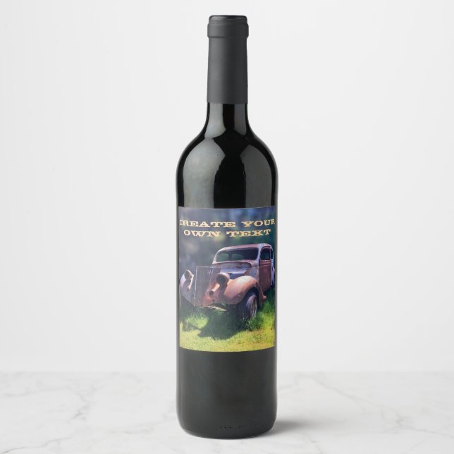 Étiquette Pour Bouteilles De Vin Voiture classique vintage (Devant)