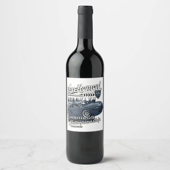 Étiquette Pour Bouteilles De Vin Voiture de course _ Moteur (Devant)